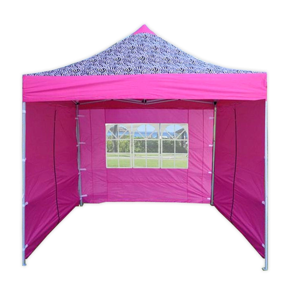 10' x 10' Deluxe Pop-Up Party Tent - Pink Zebra