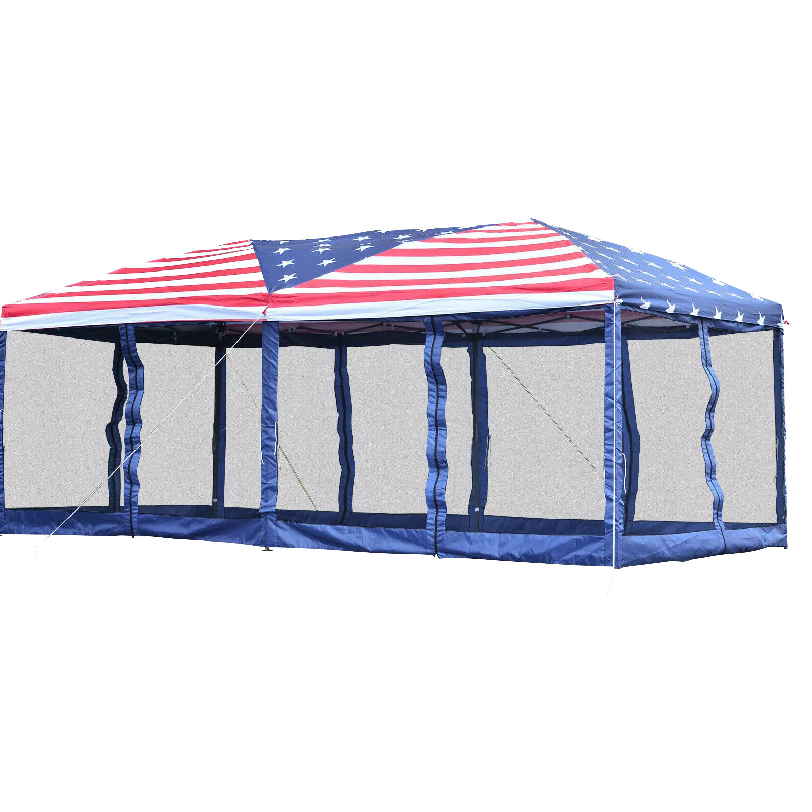 10' X 20' Easy Pop Up Party Tent with Mesh Walls - American Flag