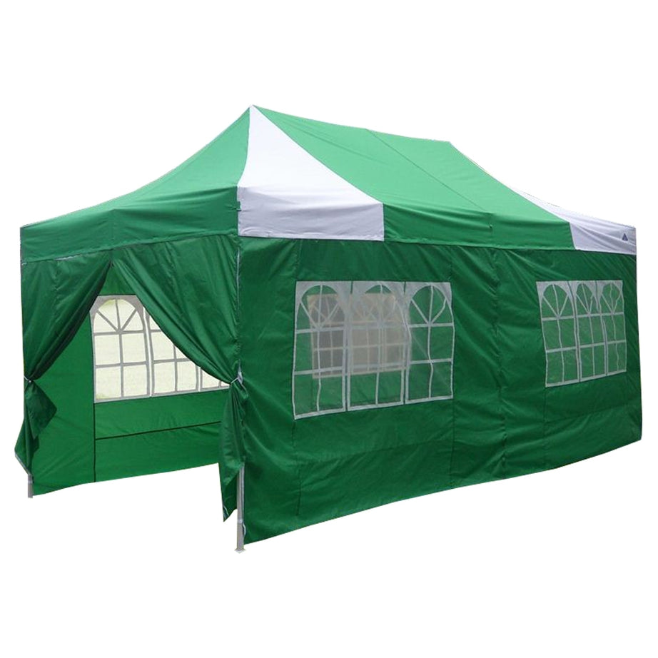 10' x 20' Deluxe Pop-Up Party Tent - Green and White