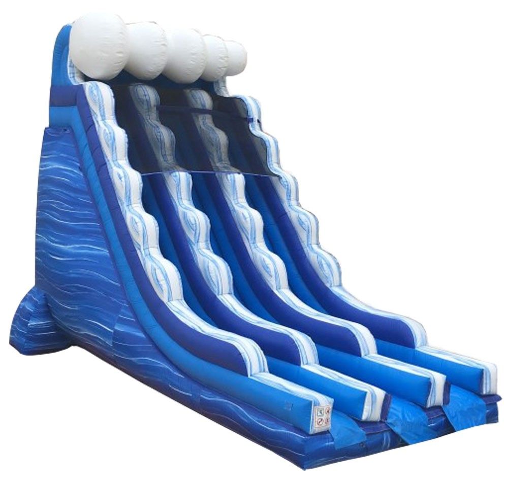 22' Double Lane Inflatable Water Slide, Blue Marble