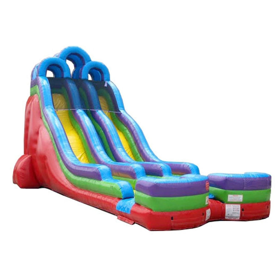 24' Double Lane Inflatable Water Slide, Retro Rainbow