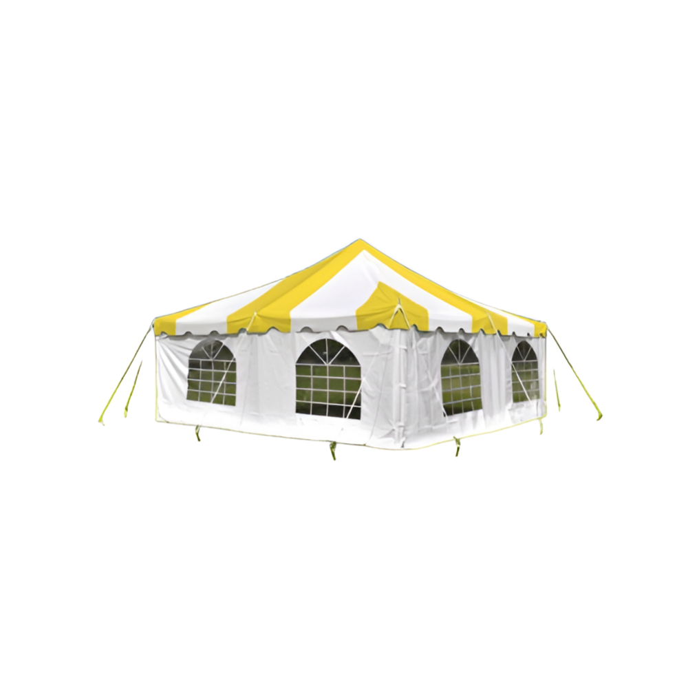 20' X 20' Commercial Steel Pole Tent with Sidewalls - Yellow