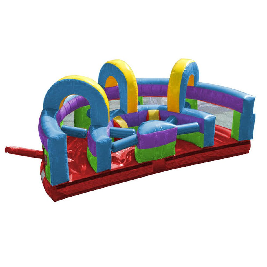 Inflatable U-Turn Obstacle Course, Retro Rainbow