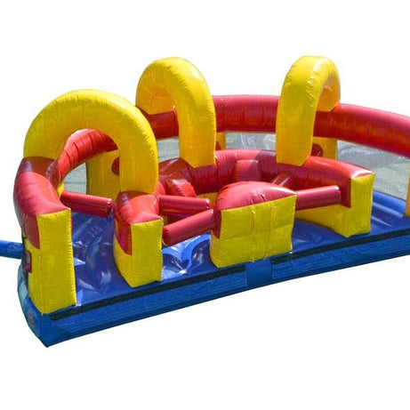 Inflatable U-Turn Obstacle Course, Red Blue Yellow