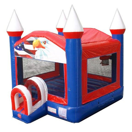 Inflatable Bounce House, Patriotic Red, White, & Blue