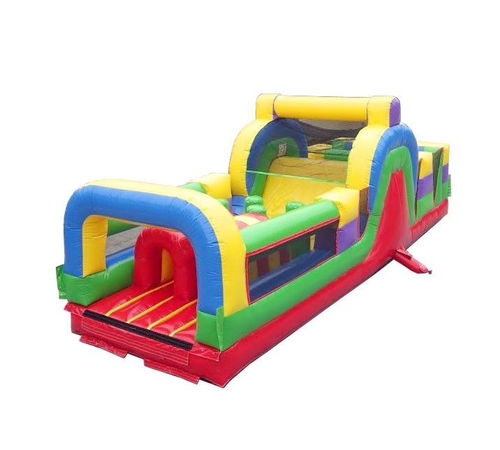 30' Inflatable Obstacle Course, Retro Rainbow