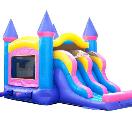 Inflatable Bounce House with Double Lane Slide, Pink