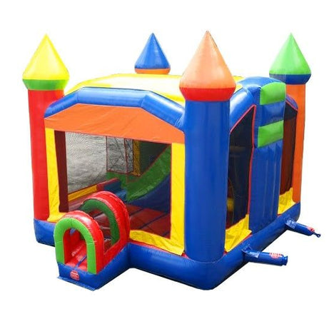 Multi-Play Inflatable Bounce House with Slide, Rainbow