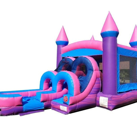 Inflatable Water Bounce House with Slide, Pink