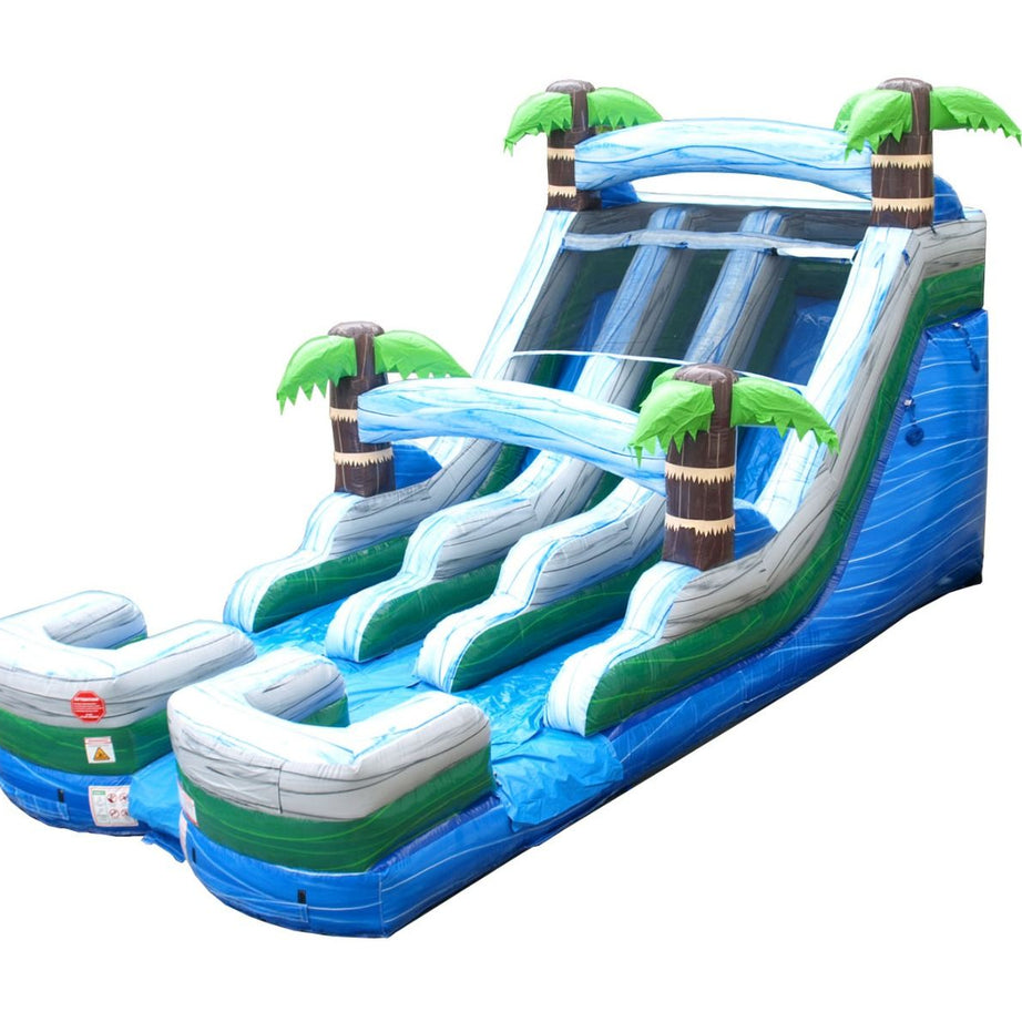 15' Double Lane Inflatable Water Slide, Tropical Marble