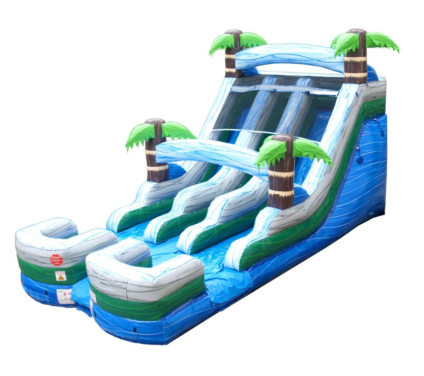 15' Double Lane Inflatable Water Slide, Tropical Marble