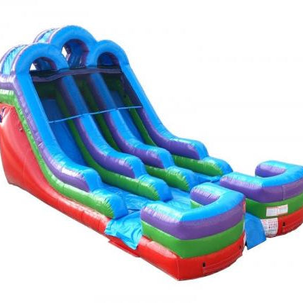 15' Double Lane Inflatable Water Slide, Retro Rainbow