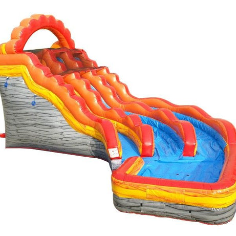 19' Double Lane Curved Inflatable Water Slide, Fire Marble