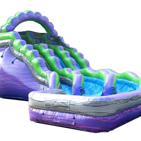 19' Double Lane Curved Inflatable Water Slide, Purple Marble