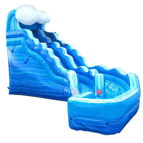 17' Curved Inflatable Water Slide, Blue Marble Wave