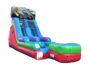 15' Modular Inflatable Water Slide, Retro Rainbow Dinosaur