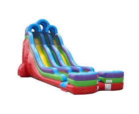 24' Double Lane Inflatable Water Slide, Retro Rainbow