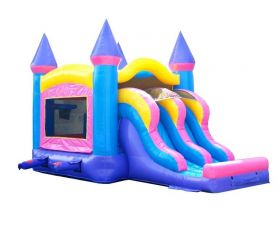 Inflatable Bounce House with Double Lane Slide, Pink