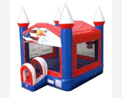 Inflatable Bounce House, Patriotic Red, White, & Blue