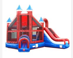 Deluxe Inflatable Bounce House with Slide, Red White Blue